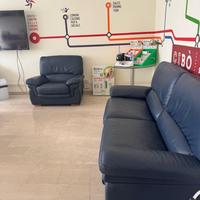 Divano e poltrona in vera pelle