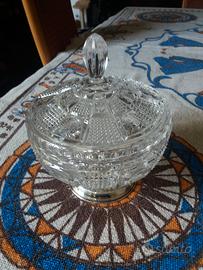 porta dolci in cristallo con base in argento 800