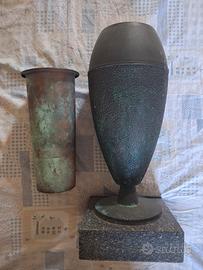 Vaso pottafiori in bronzo rame con base granito 