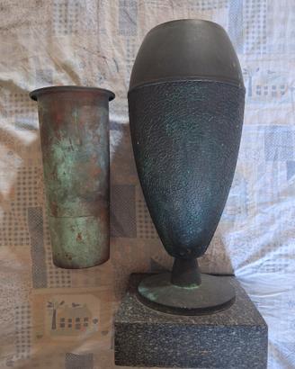 Vaso pottafiori in bronzo rame con base granito 
