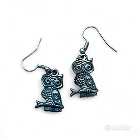 Orecchini portafortuna gufetto. vintage 