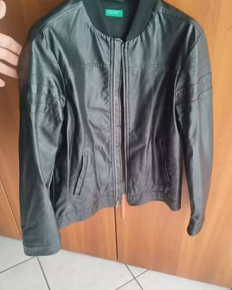 Giacca pelle nera Benetton taglia 2XL 11/12 anni
