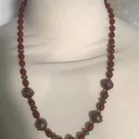 Collana vetro Murano perle fiorate vintage 
