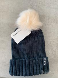 Berretto donna blu con ponpon