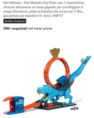 Pista hot wheels dinosauro azzurro