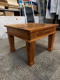 tavolino 60x60 in legno di teak chiaro e scuro