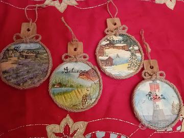 4 stagioni in legno decoupage fatto a mano