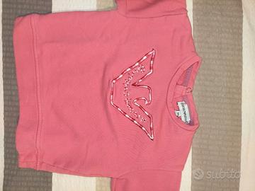 felpa rosa in cotone per bambina Emporio Armani