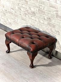 Poggiapiedi Chesterfield inglese vintage in pelle