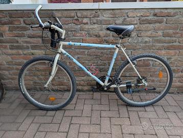 Bicicletta Vintage con Telaio Bianco e Azzurro