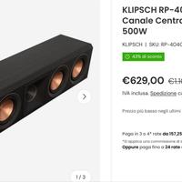 Klipsch cassa centrale RP 404C II