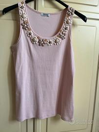 Top canotta gioiello a spalla larga, lukylú