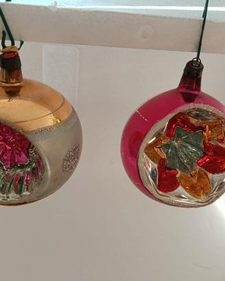 Set  di 2 palline albero di Natale in vetro 