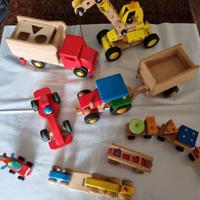 Giochi in legno, vari mezzi di trasporto
