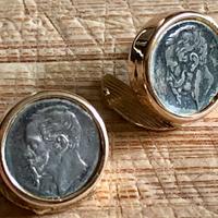 Gemelli argento dorato moneta un centesimo