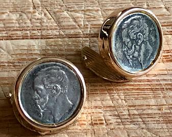 Gemelli argento dorato moneta un centesimo