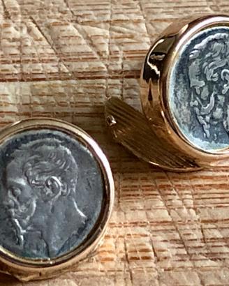Gemelli argento dorato moneta un centesimo