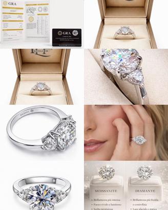 Anello Trillgy in Moissanite Certificata 4,6 CT