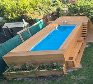  Piscina fuoriterra rivestimento in legno