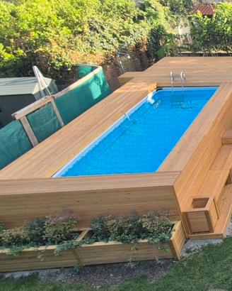  Piscina fuoriterra rivestimento in legno