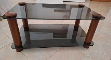 TAVOLO IN VETRO CON PIEDI IN LEGNO