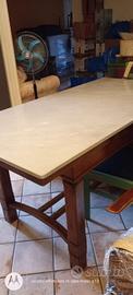 Tavolo in legno con marmo primo '900.