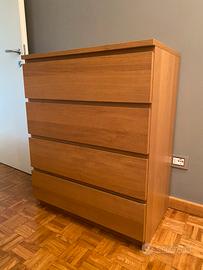 Cassettiera MALM 4 cassetti effetto rovere