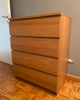 Cassettiera MALM 4 cassetti effetto rovere