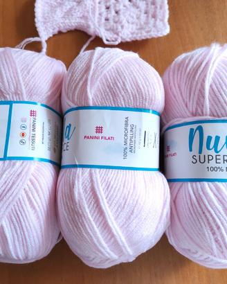 Lana in microfibra rosa 100% soffice