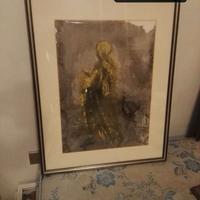 Quadro acquerello con la cornice. 62 x 50 cm.