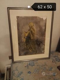 Quadro acquerello con la cornice. 62 x 50 cm.