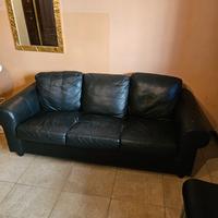 Divano 3 posti in vera pelle nero