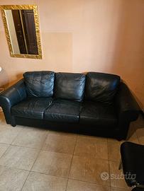 Divano 3 posti in vera pelle nero