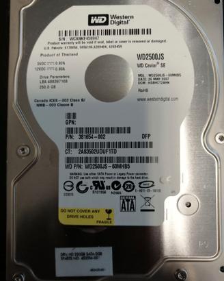 Hard Disk SATA Interno 3.5 WD 250 GB