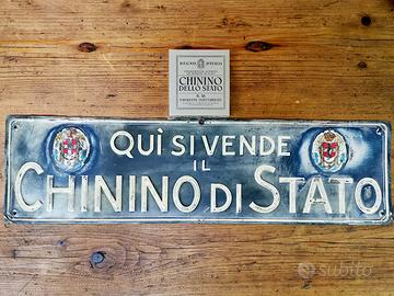 CHININO TABELLA TARGA INSEGNA LITO RILIEVO ORIG'30
