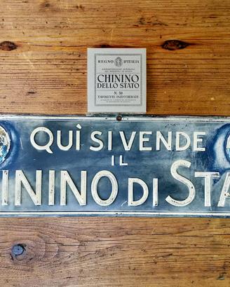 CHININO TABELLA TARGA INSEGNA LITO RILIEVO ORIG'30