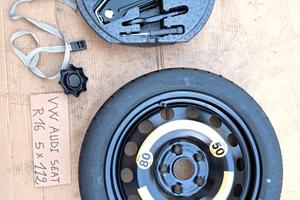 ruotino 125/70 r16 vw audi kit attrezzi 