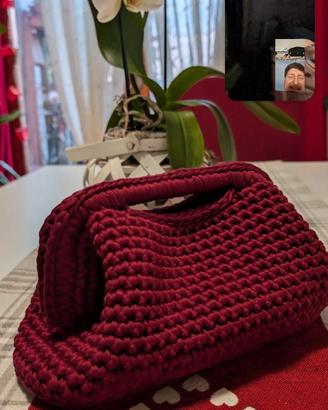 clutch bag handmade borgogna