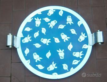 Vassoio decorativo a specchio, rotondo con manici