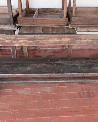 Panca in legno massiccio con schienale 210 cm