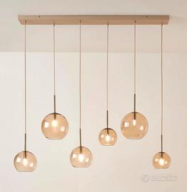 Lampadario moderno sospeso con 6 sfere in vetro