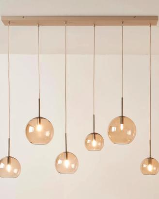 Lampadario moderno sospeso con 6 sfere in vetro