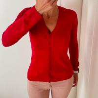 Cardigan maglione rosso in viscosa