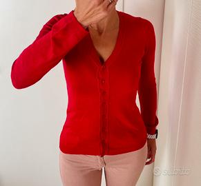 Cardigan maglione rosso in viscosa