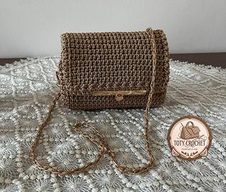 Borsa Crochet Khaki Fatta a Mano