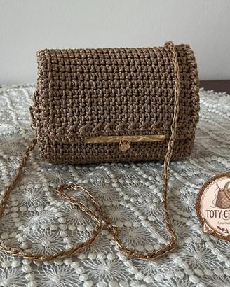 Borsa Crochet Khaki Fatta a Mano
