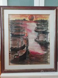 quadro olio su tela Laguna di Venezia firmato