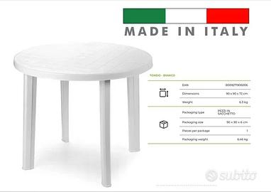 Tavolo Rotondo Bianco 90cm