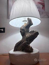 Abat jour artigianale in legno di ulivo