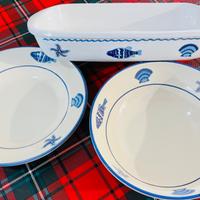 Set tre piatti portata decoro mare 
